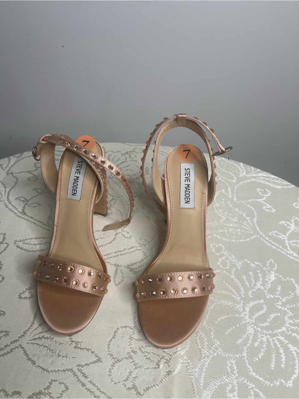 Steve Madden Rose Gold Studded Ankle-Strap Heels
